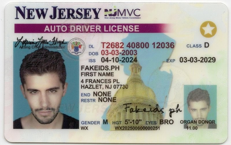 New Jersey-NJ Fake ID - United States Fake ID - High Quality Scannable Fake ID Card